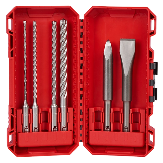 Milwaukee 48-20-7662 6 PC SDS Plus MX4 4-Cutter & Chisel Kit