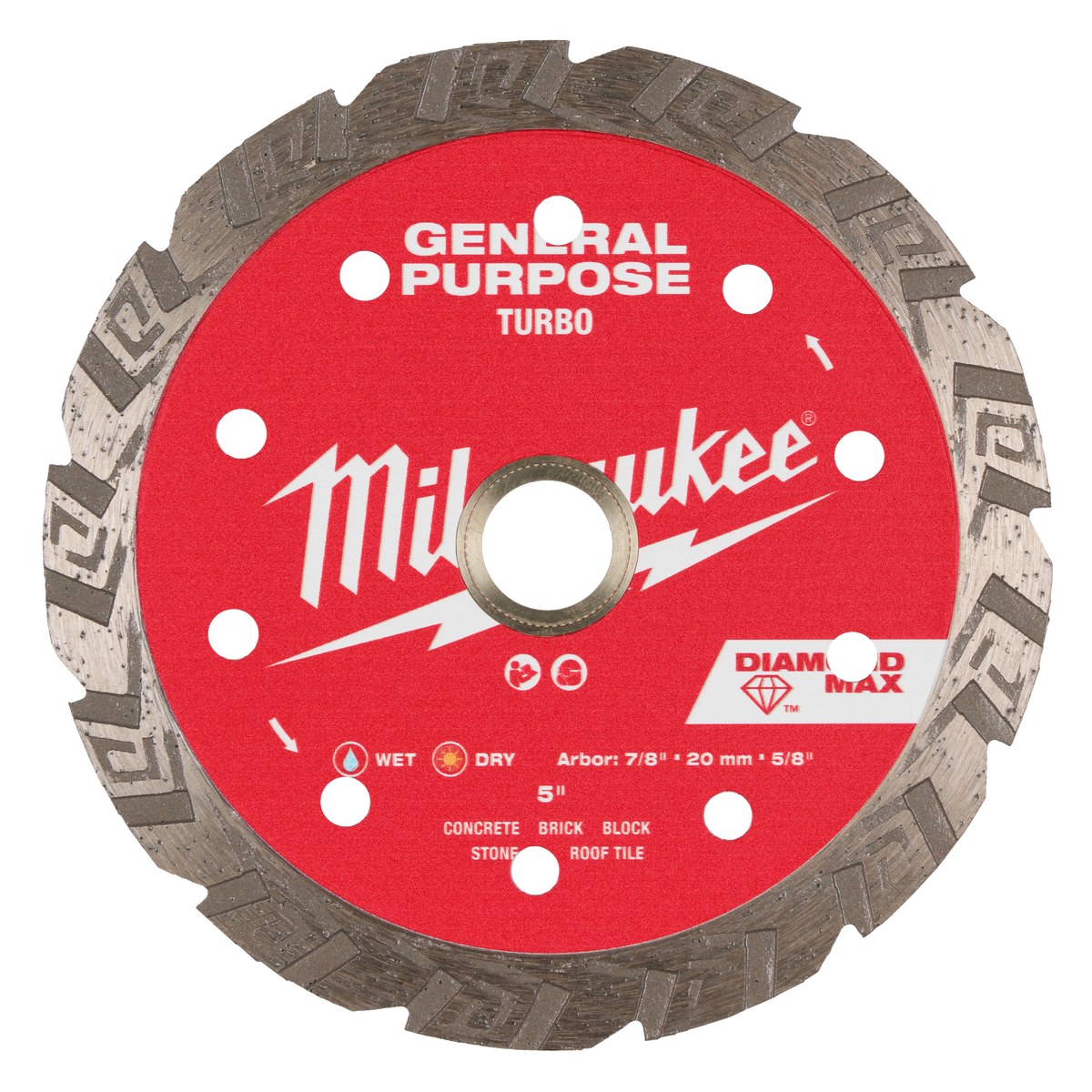 Milwaukee 49-93-9105 5" DIAMOND MAX Turbo, General Purpose Diamond Blade (Pack of 5)