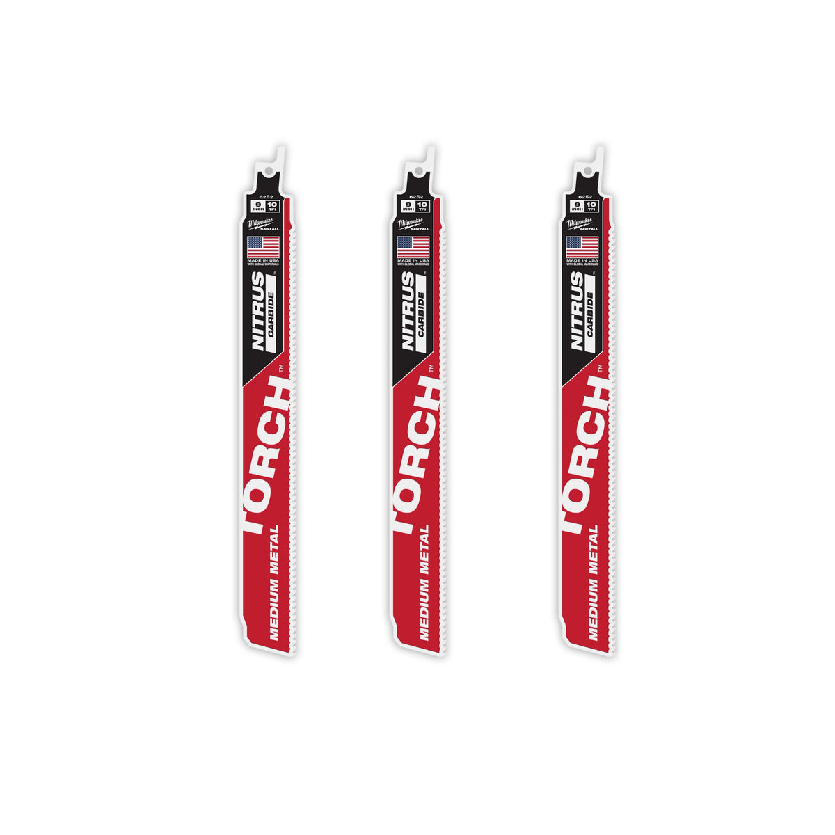 Milwaukee 48-00-6352 9" 10 TPI TORCH with NITRUS Carbide Teeth SAWZALL Blade for Conduit and Strut (3 PK)