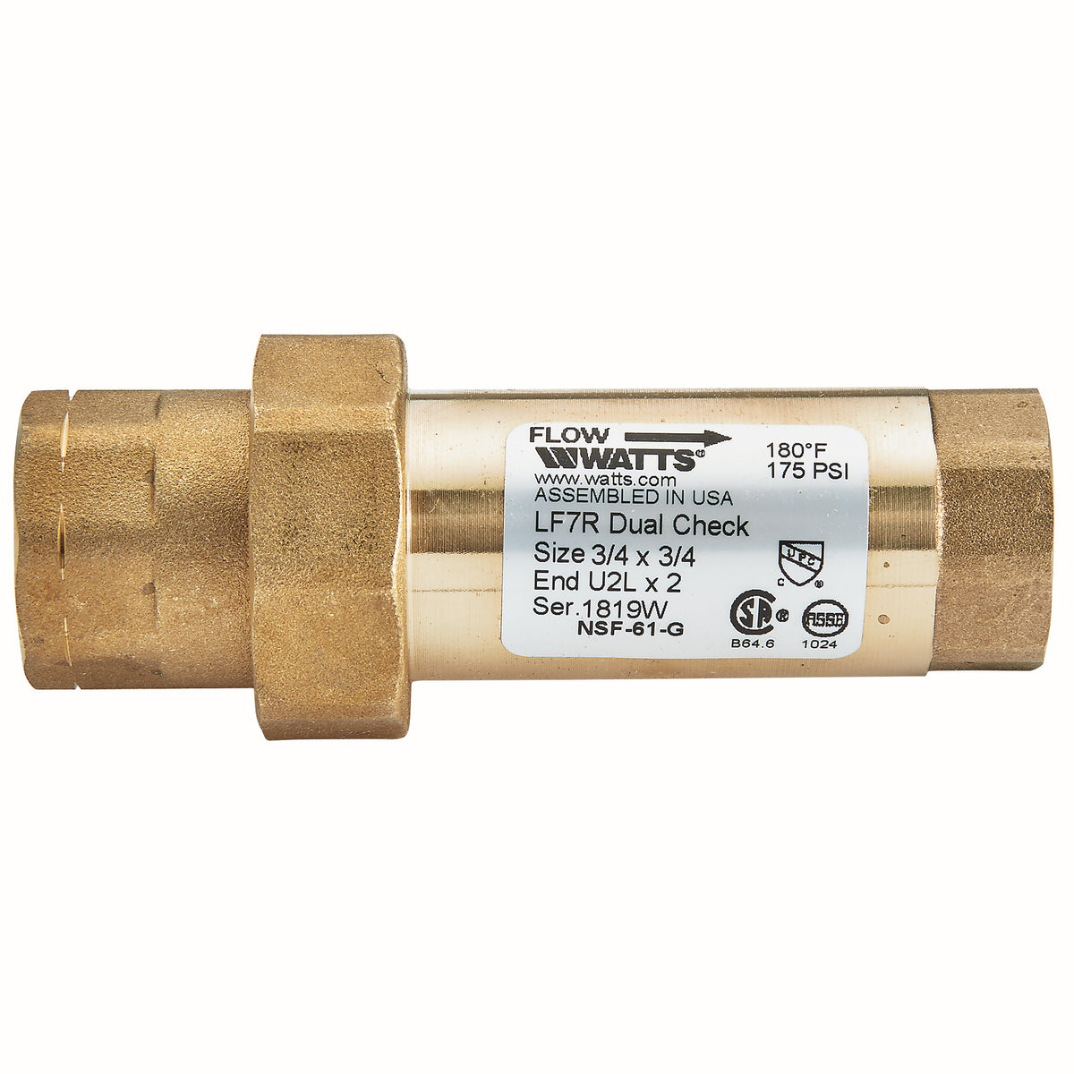 Watts LF7RU2L-2 3/4 X 3/4