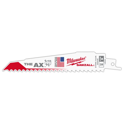 Milwaukee 48-01-2021 6" 5 TPI AX SAWZALL Blade for Wood with Nails Bulk 25
