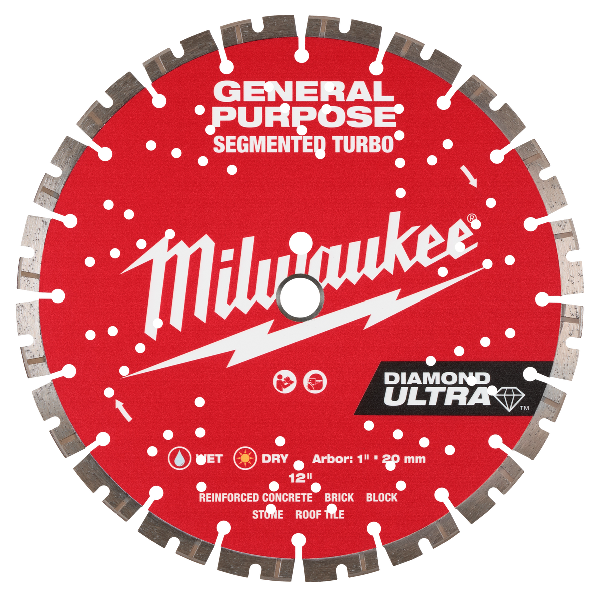 Milwaukee 49-93-7535 12" DIAMOND ULTRA Segmented Turbo, General Purpose Diamond Blade