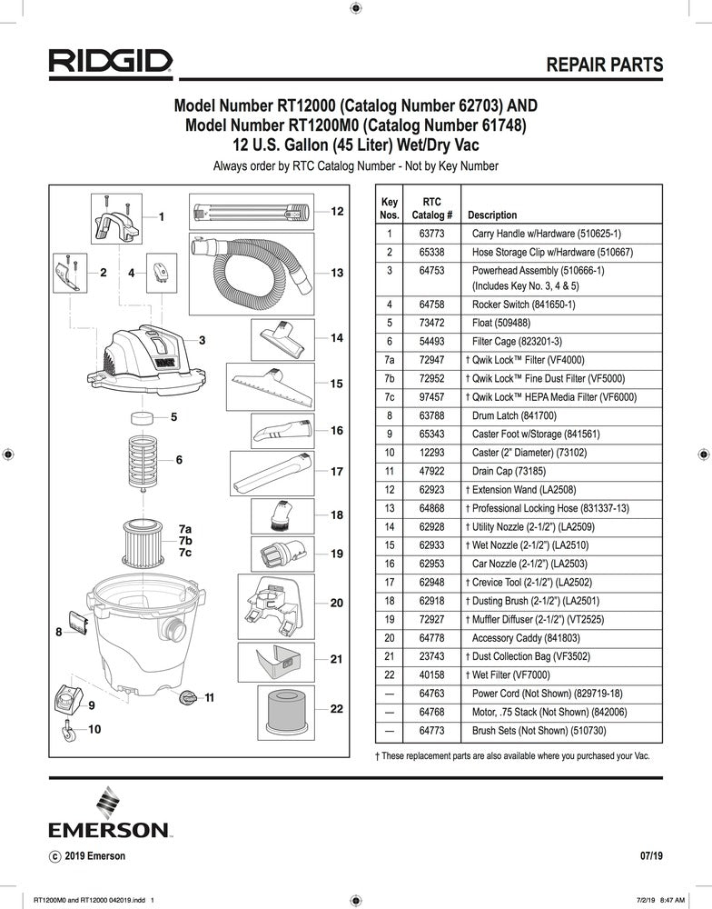 RIDGID 64753 Assembly, Power, for 12 Gallon NXT Wet/Dry Vac