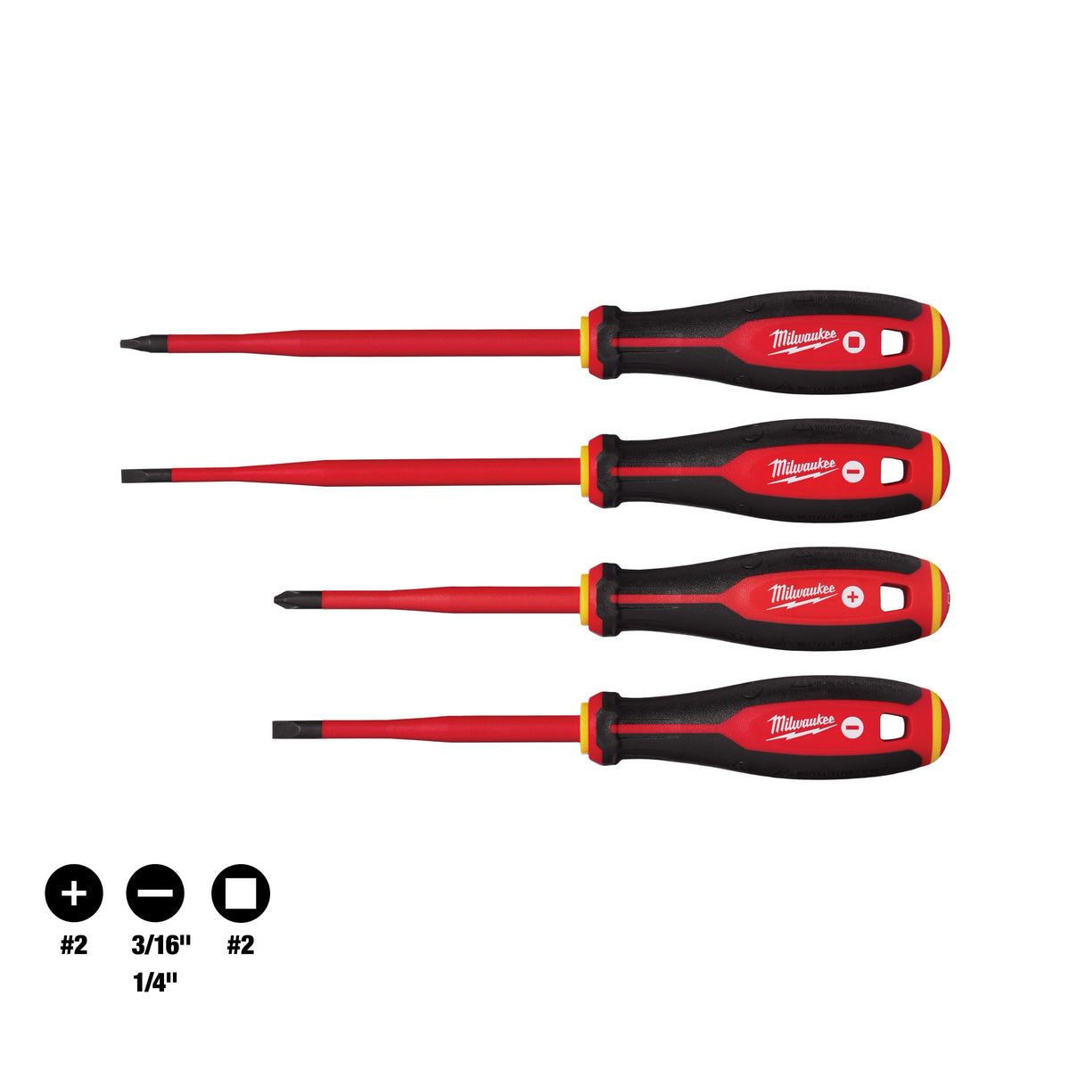 Milwaukee 48-22-2219 4pc 1000V Insulated Slim Tip Screwdriver Set
