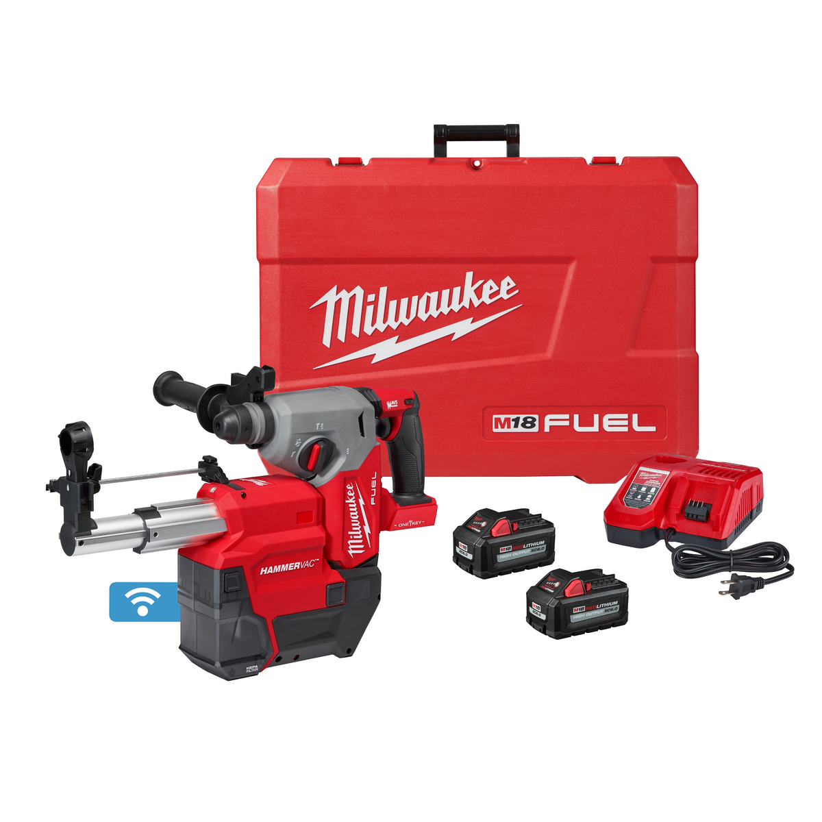 Milwaukee 2914-22DE M18 FUEL 1" SDS Plus Rotary Hammer w/ ONE-KEY Dust Extractor Kit