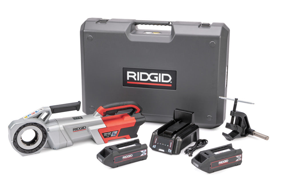 RIDGID 72018 760 FXP Power Drive (11-R), 2x 4Ah FXP Batteries, FXP Charger, Support Arm, Case