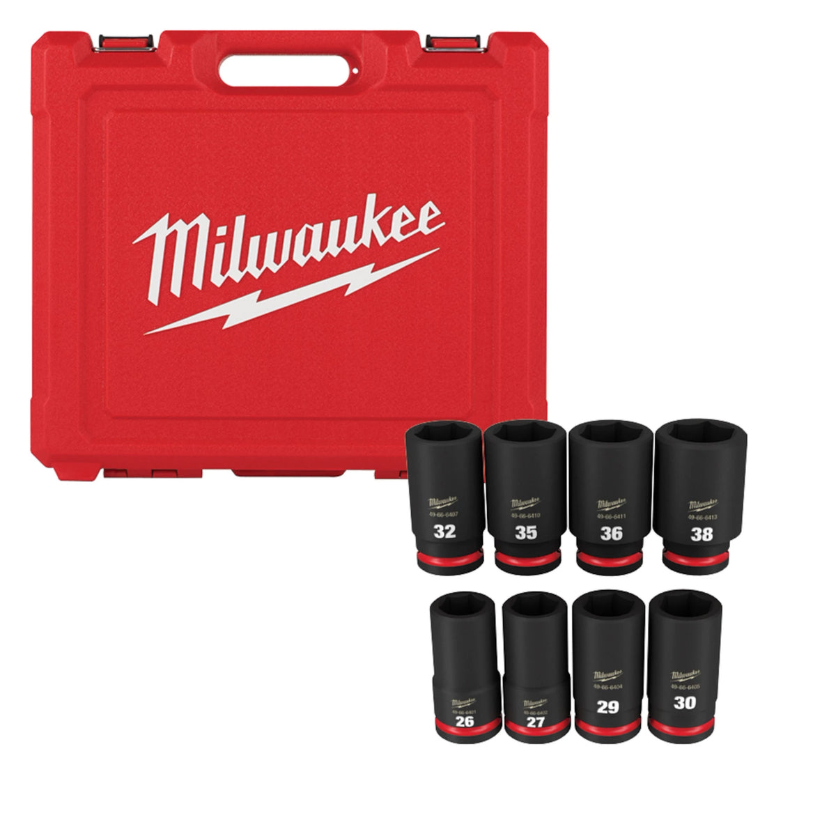 Milwaukee 49-66-7020 8PC SHOCKWAVE Impact Duty 3/4" Drive Metric Deep 6 Point Socket Set