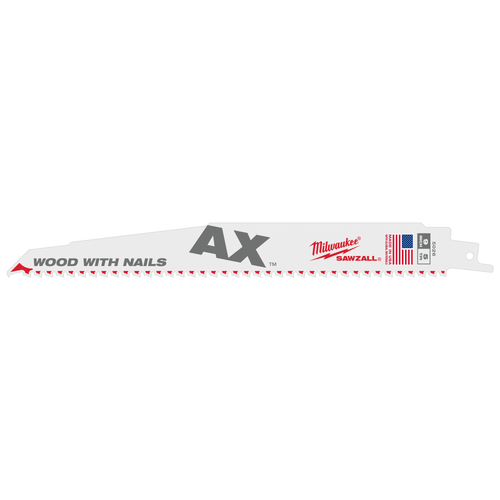 Milwaukee 48-01-2006 9" 5 TPI AX SAWZALL Blade for Wood with Nails Bulk 10