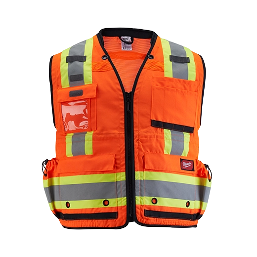 Milwaukee 48-73-5166 Class 2 Surveyor's High Visibility Orange Safety Vest - L/XL (Pack of 6)