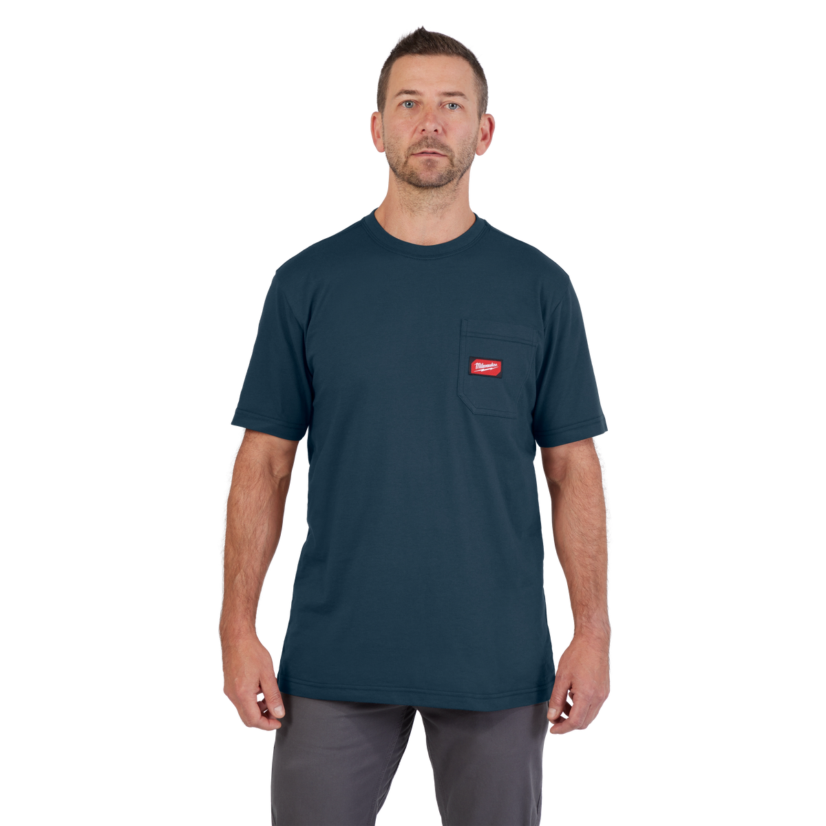 Milwaukee 605BL-M GRIDIRON Pocket T-Shirt | Short Sleeve, Blue, Medium