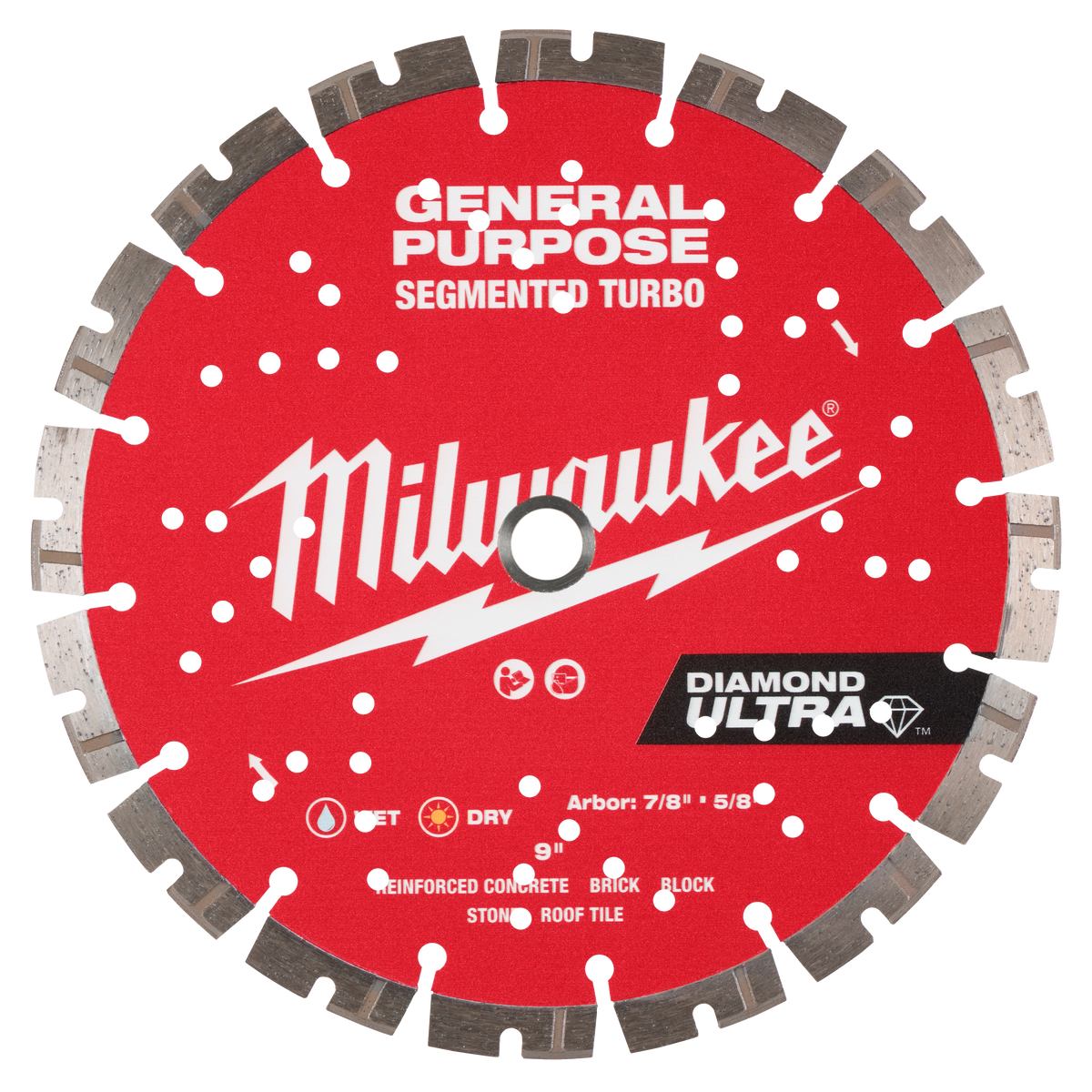 Milwaukee 49-93-7532 9" DIAMOND ULTRA Segmented Turbo, General Purpose Diamond Blade (Pack of 5)