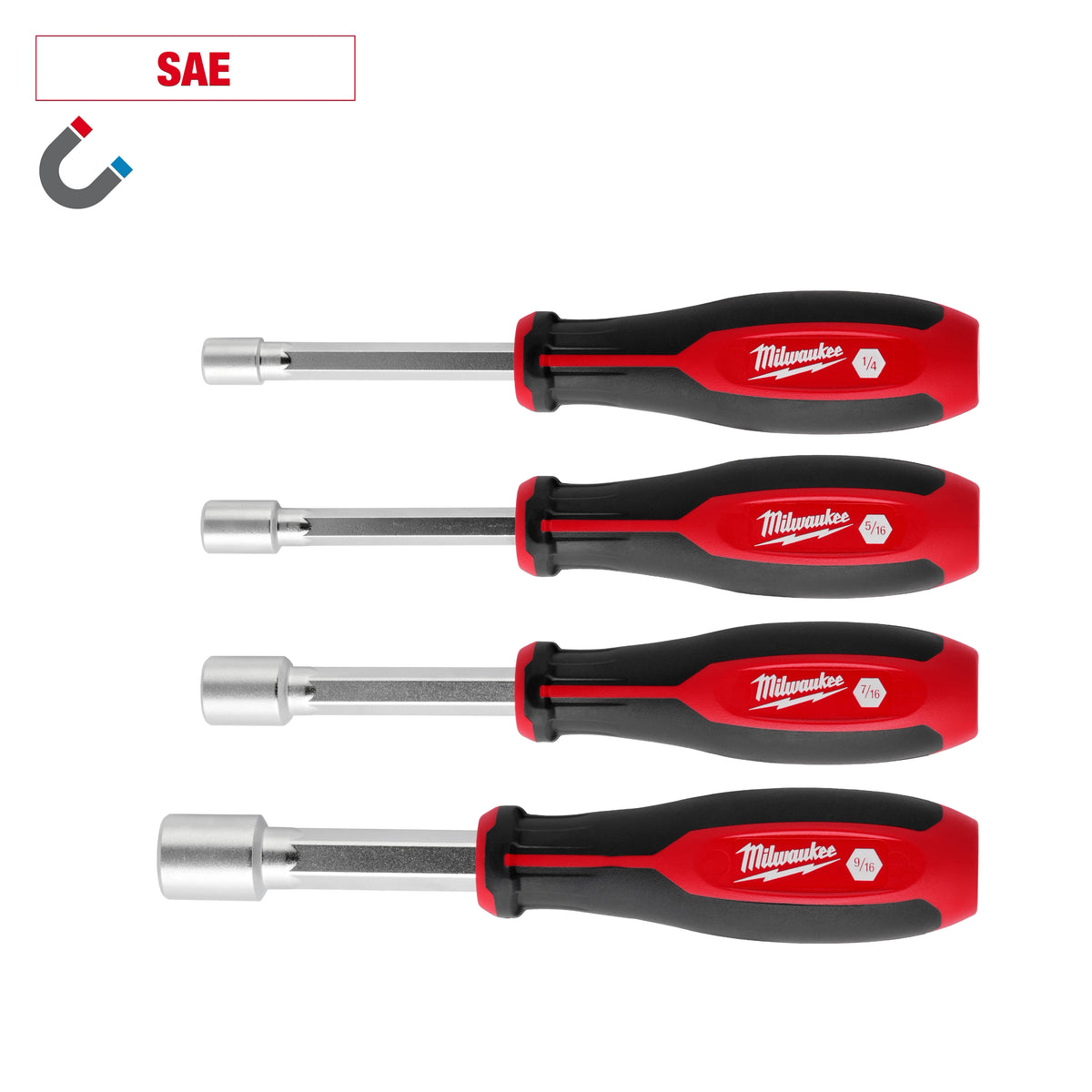 Milwaukee 48-22-2544 4pc SAE HollowCore Magnetic Nut Driver Set