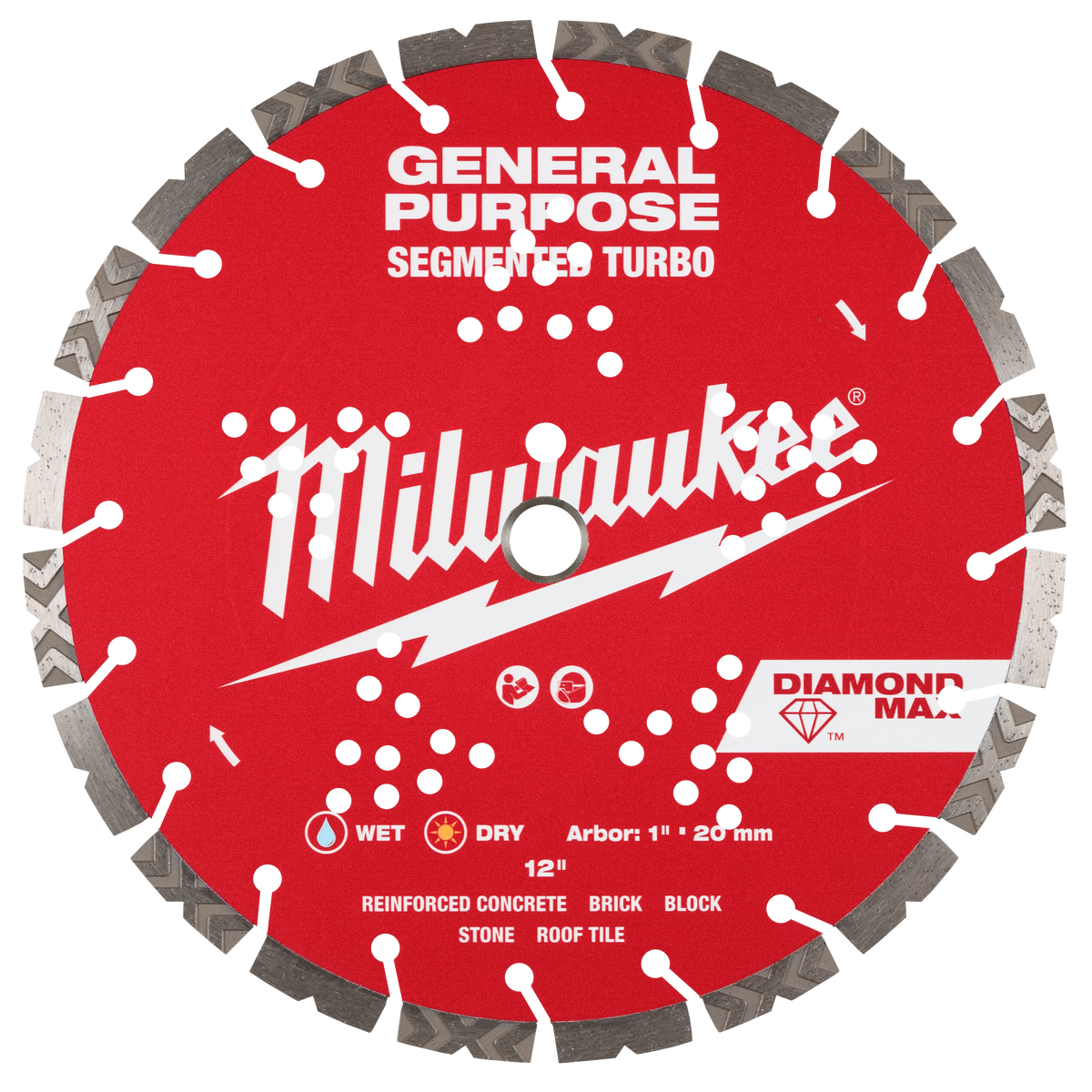 Milwaukee 49-93-9012 12" DIAMOND MAX Segmented Turbo, General Purpose Diamond Blade