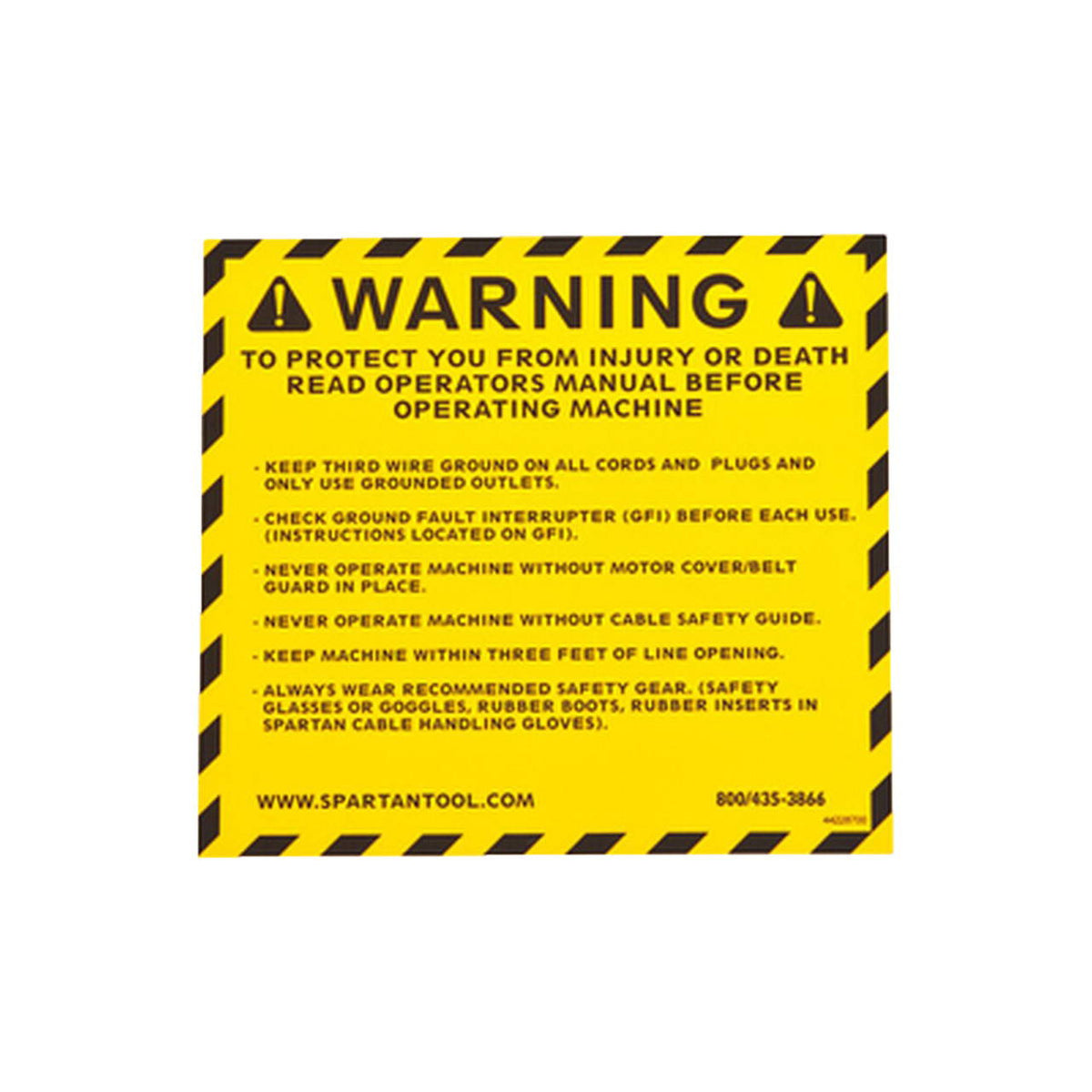 Spartan Tool Model 2001 Safety Decal 44228700