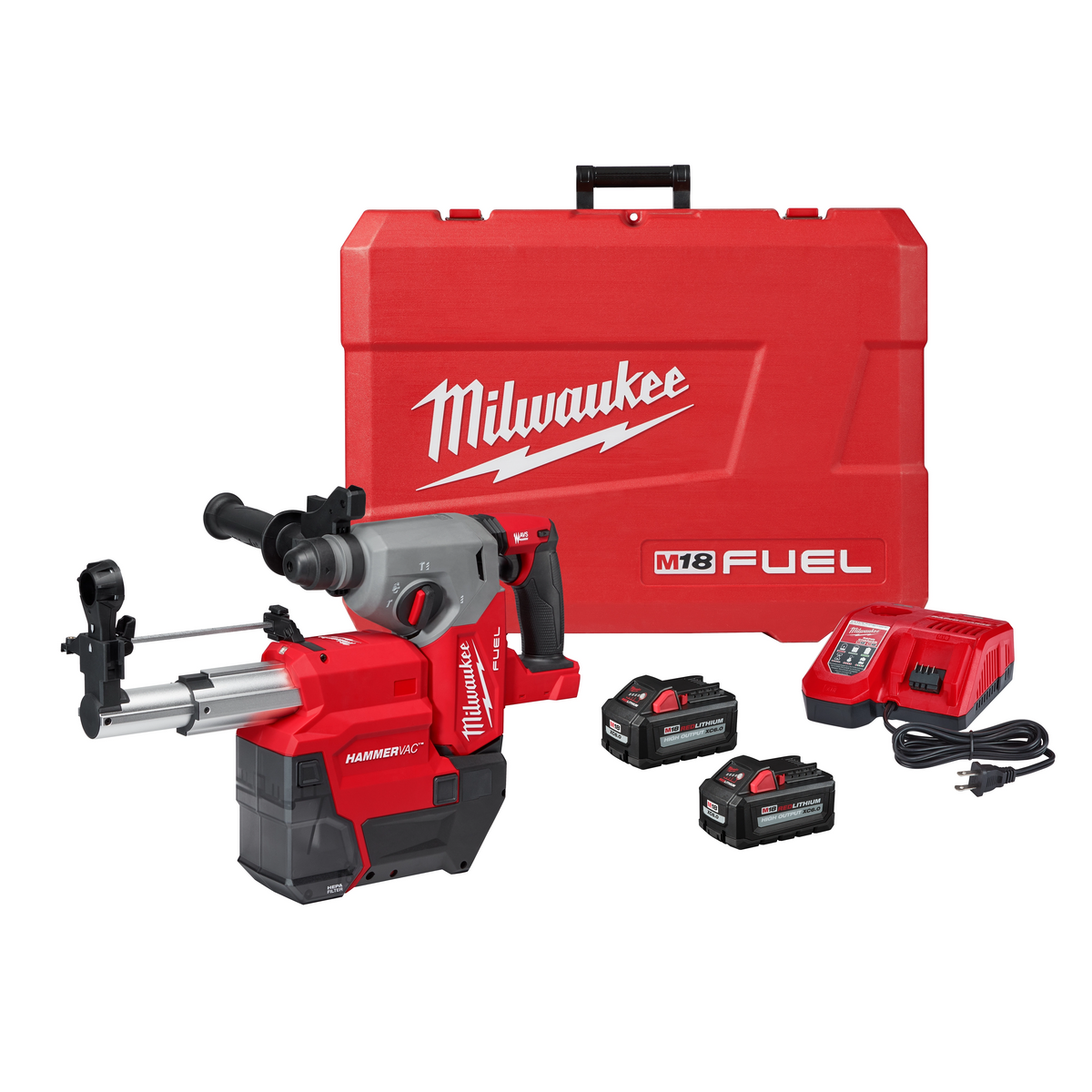 Milwaukee 2912-22DE M18 FUEL 1” SDS Plus Rotary Hammer w/ Dust Extractor Kit