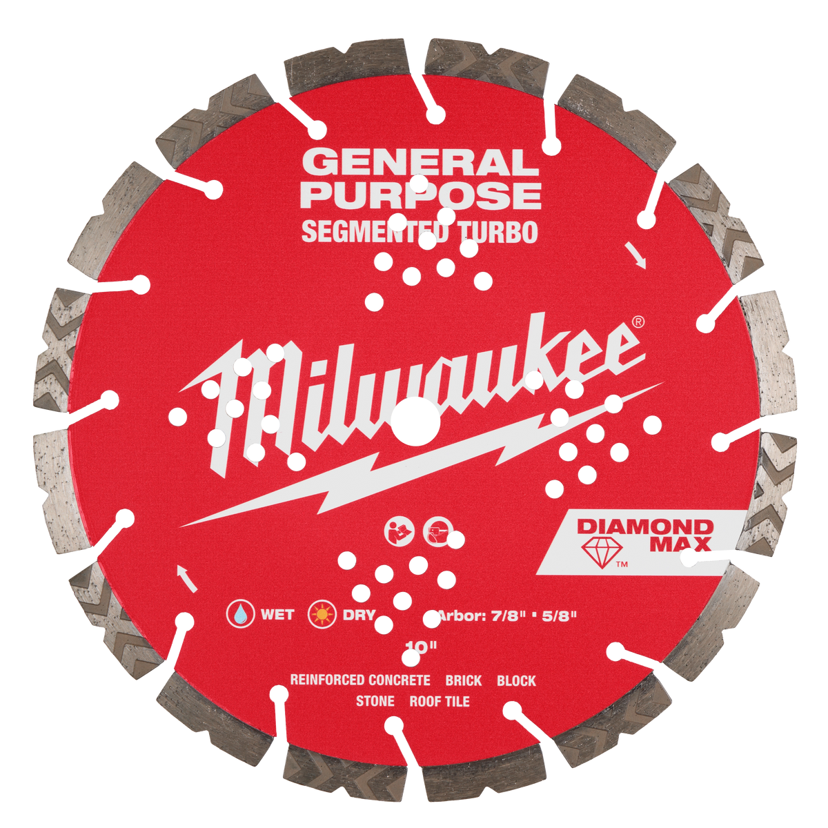 Milwaukee 49-93-9010 10" DIAMOND MAX Segmented Turbo, General Purpose Diamond Blade