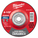 Milwaukee 49-94-0707 4-1/2" x 1/4" x 5/8"-11 Ceramic+ Metal Grinding Wheel - Type 27 (Pack of 5)