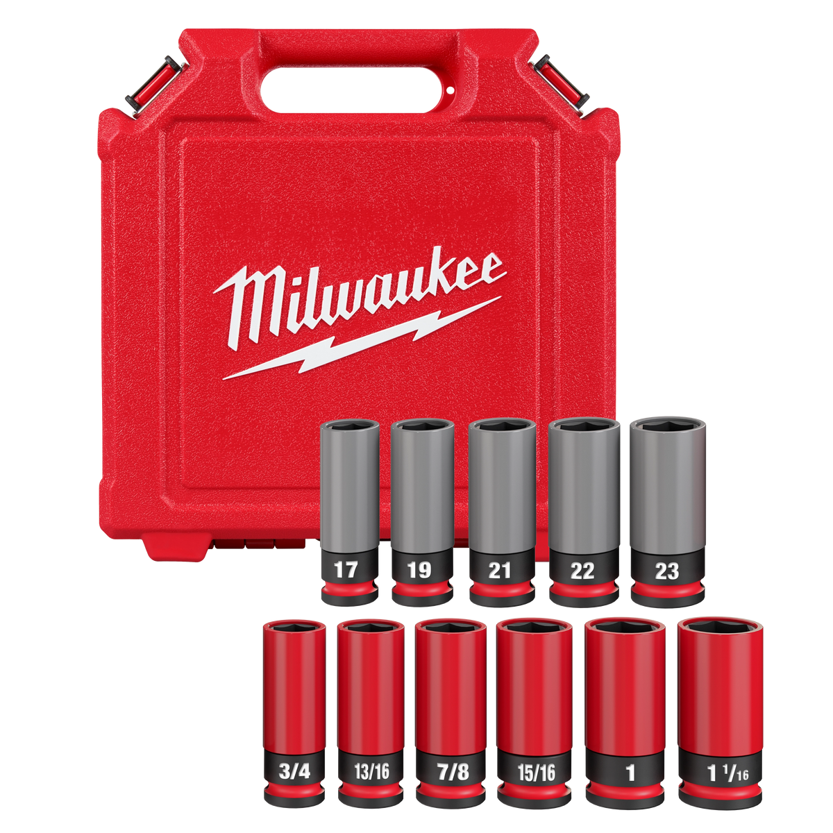 Milwaukee 49-66-7833 SHOCKWAVE Impact Duty 1/2 Drive SAE & Metric 11PC Lug Nut Wheel Socket Set
