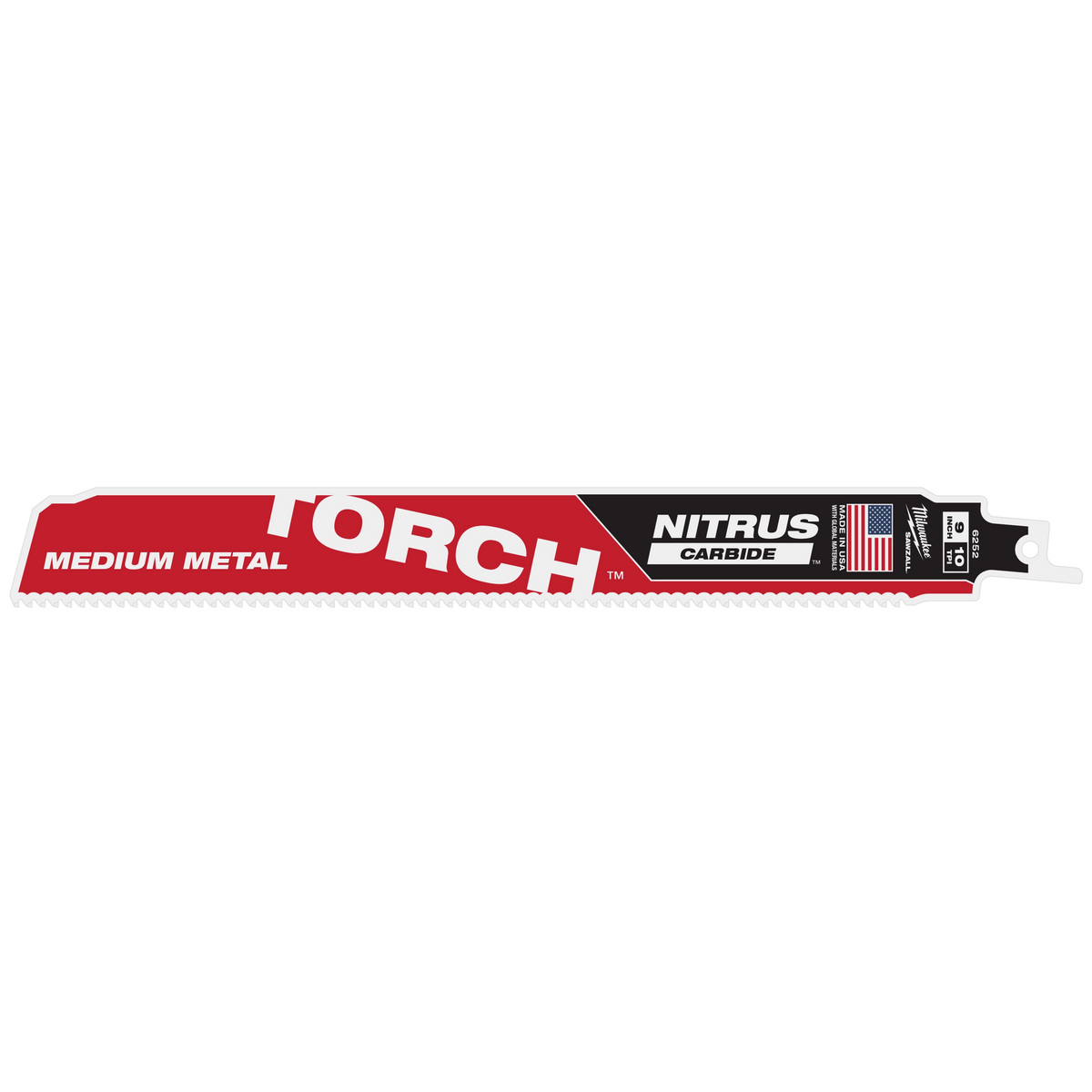 Milwaukee 48-00-6252 9" 10 TPI TORCH with NITRUS Carbide Teeth SAWZALL Blade for Conduit and Strut (Pack of 5)