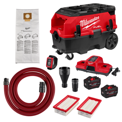 Milwaukee 0888-22HD M18 FUEL 9 Gallon Dual Battery Dust Extractor w/ PACKOUT Compatibility and VACLINK Kit