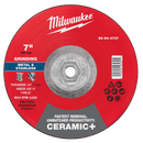 Milwaukee 49-94-0737 7" x 1/4" x 5/8"-11 Ceramic+ Metal Grinding Wheel - Type 27 (Pack of 5)