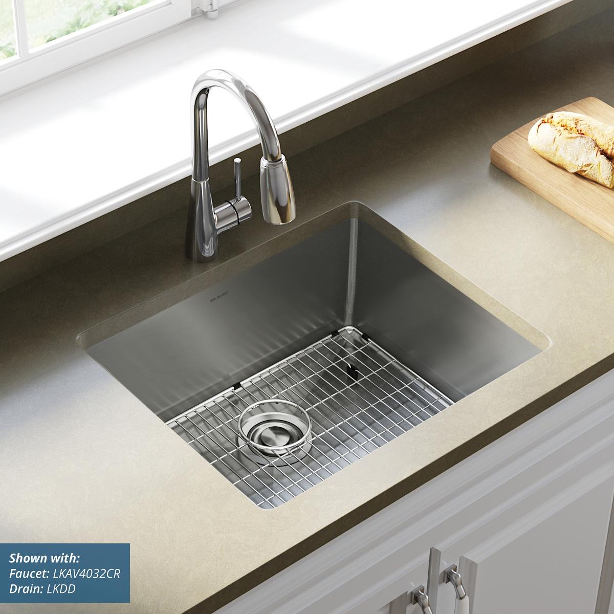 Elkay Crosstown 18 Gauge Stainless Steel 22-1/2" x 18-1/2" x 9" Single Bowl Undermount Sink Kit ECTRU21179TC