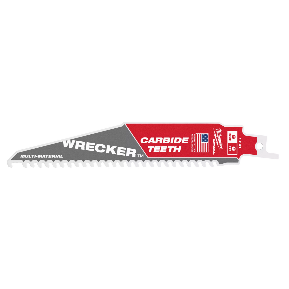 Milwaukee 48-00-5241 6" 6 TPI WRECKER with Carbide Teeth SAWZALL Blade for Multi-Material (Pack of 5)