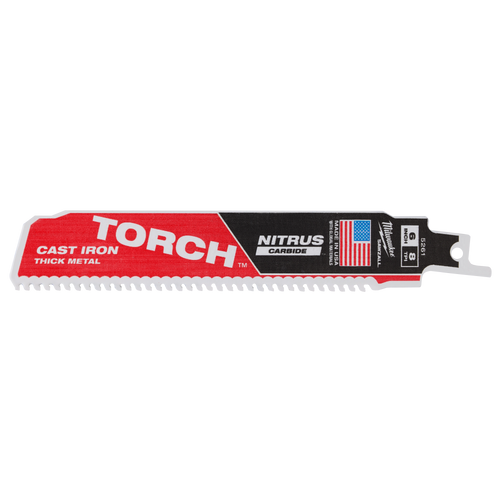 Milwaukee 48-00-5261 6" 8 TPI TORCH with NITRUS Carbide SAWZALL Blade for Cast Iron (Pack of 5)
