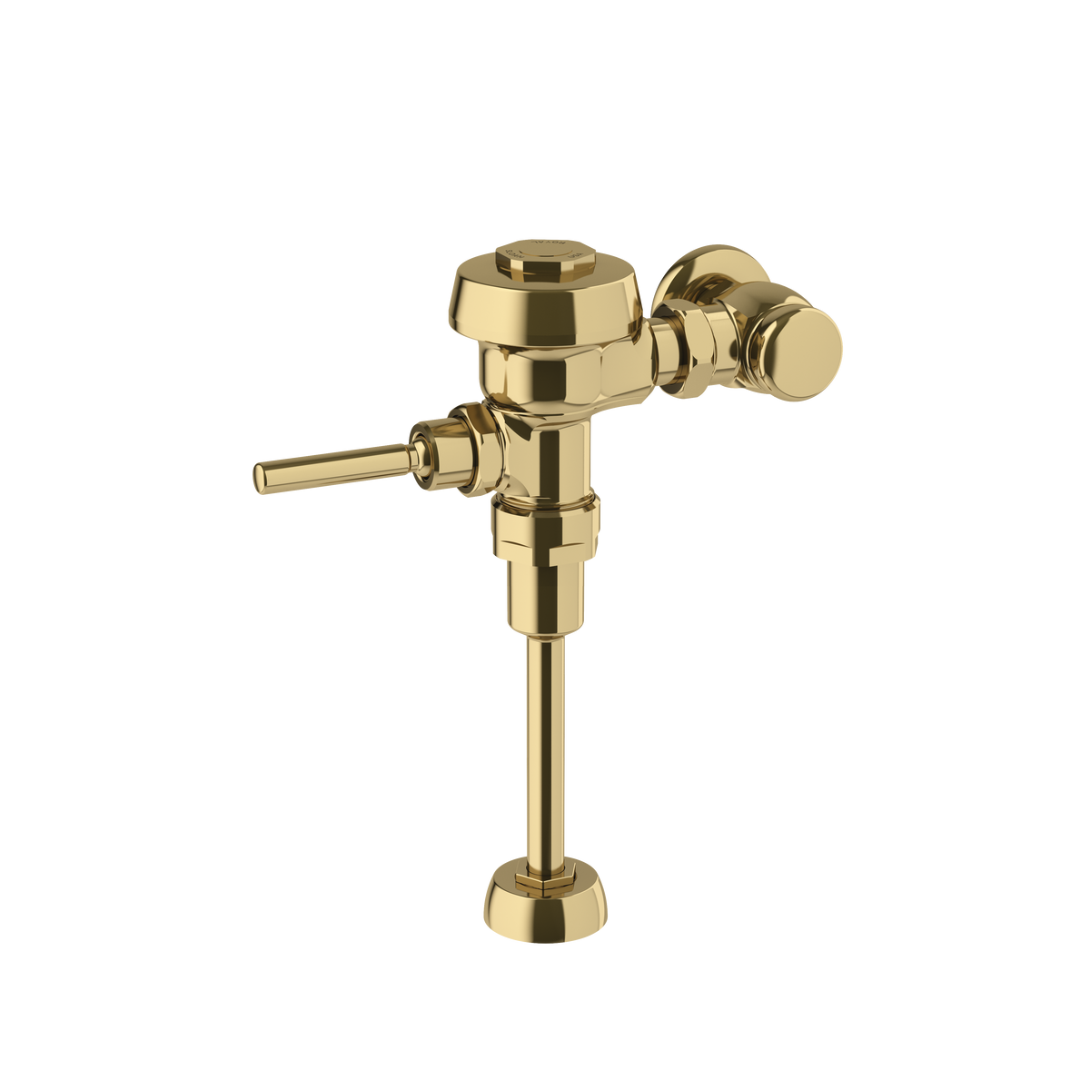 Sloan Royal 186-1.0 Exposed Manual Flushometer, 1.0 gpf, Top Spud, Polished Brass, Metal Index Handle, Front of Valve Handle, 1" Straight Control Stop, Option B