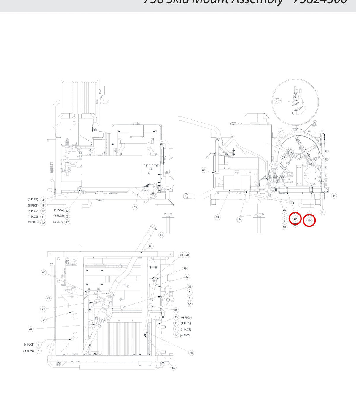 Spartan Tool 521012-04 parts diagram, item 19 circled (758 Skid Mount Assembly - 75824300)