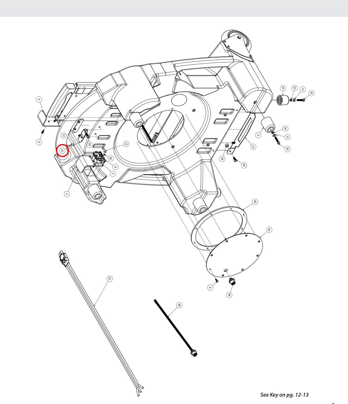 Spartan Tool 64050068 parts diagram, item 22 circled (Assembly, Base Traveler)