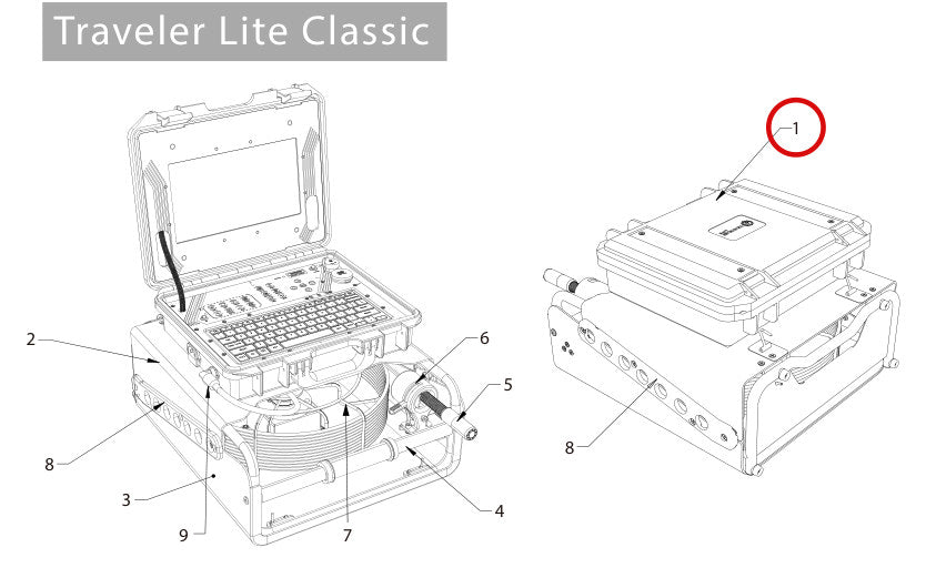 Spartan Tool 64070049 parts diagram, item 1 circled (Traveler Lite Classic Parts & Accessories)