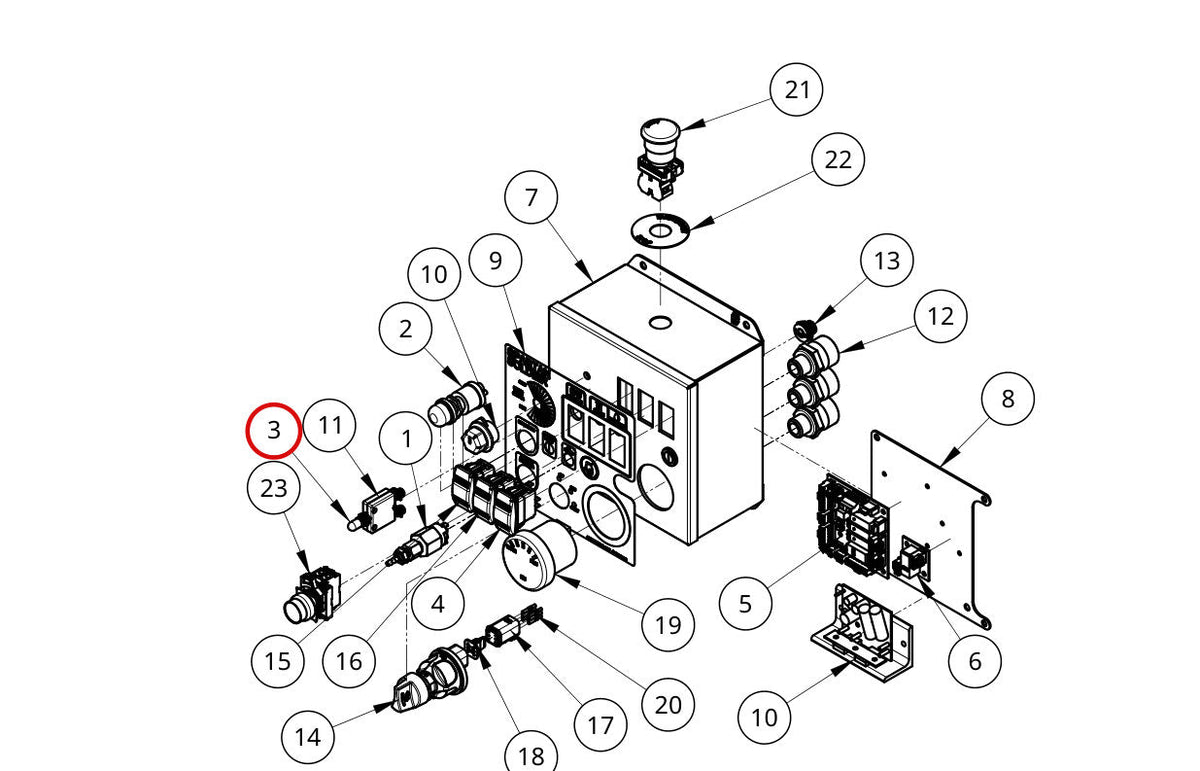 Spartan Tool 75815810 parts diagram, item 1 circled (Control Box - 75874410)