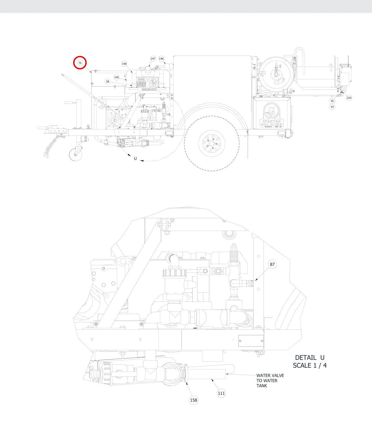 Spartan Tool 75844300 parts diagram, item 84 circled (Elite Soldier Hydro-Jet - 7584E000)