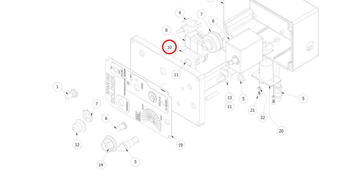 Spartan Tool 75845930 parts diagram, item 10 circled (Control Box Assembly - 75845900)