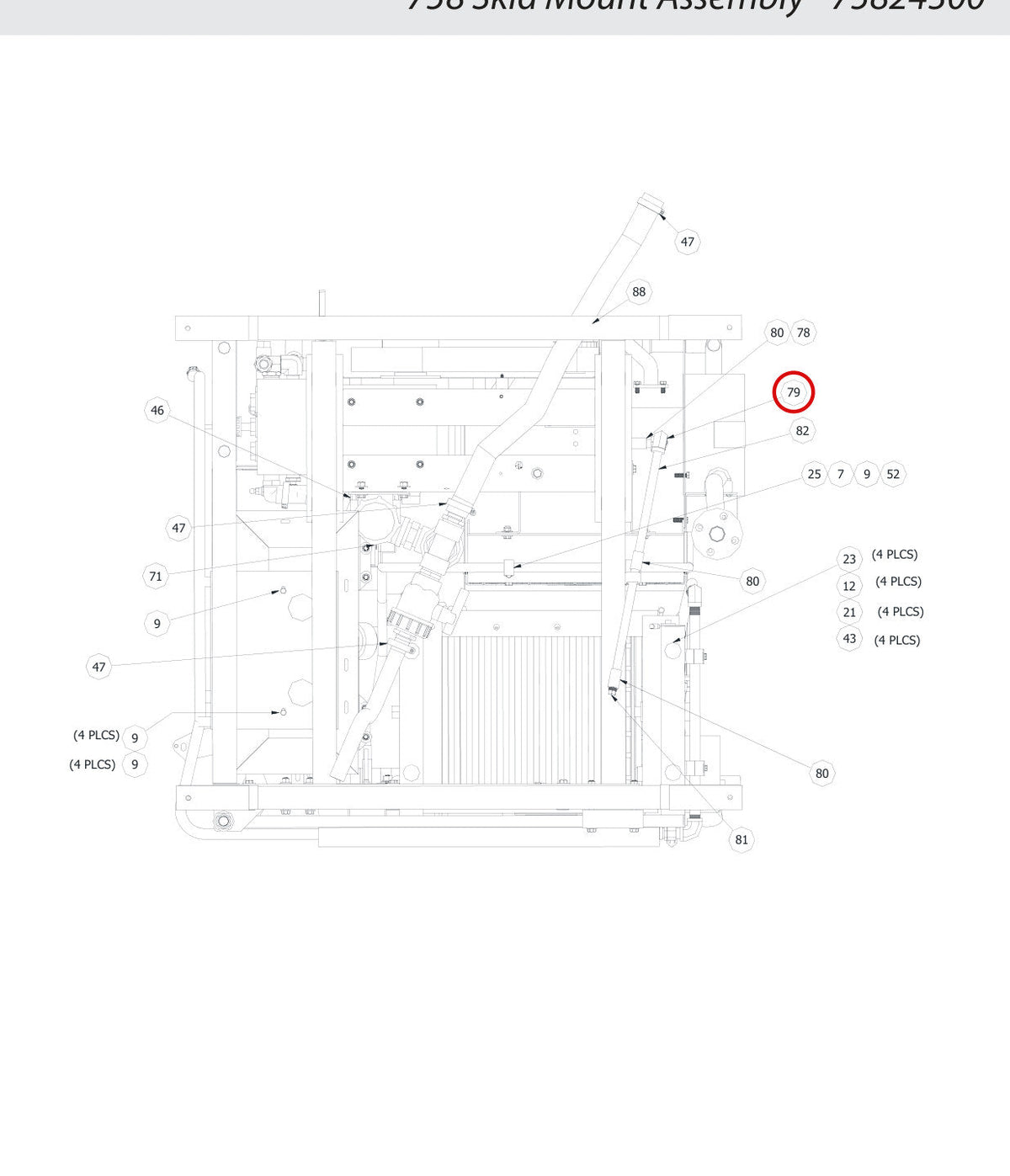 Spartan Tool 75860210 parts diagram, item 79 circled (758 Skid Mount Assembly - 75824300)