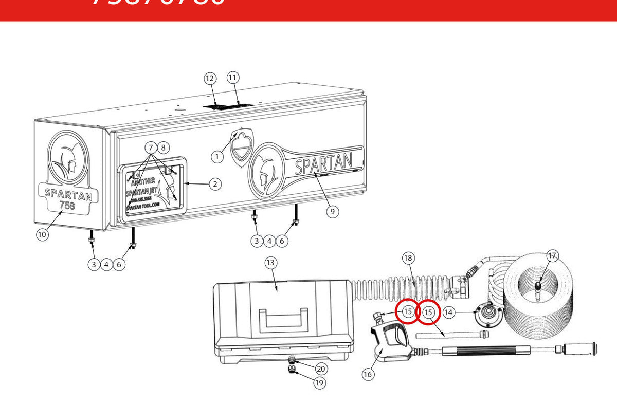 Spartan Tool 75866500 parts diagram, item 113 circled (Elite Soldier Hydro-Jet - 7584E000)