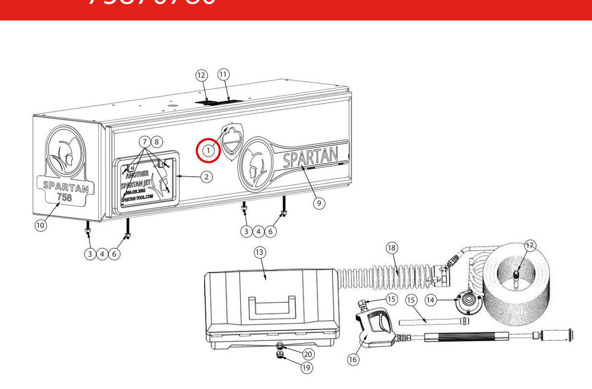 Spartan Tool 75870700 parts diagram, item 126 circled (Elite Soldier Hydro-Jet - 7584E000)