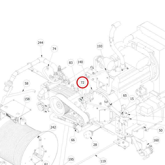 Spartan Tool 79829900 parts diagram, item 72 circled (Warrior Final Assembly - 799200T4)