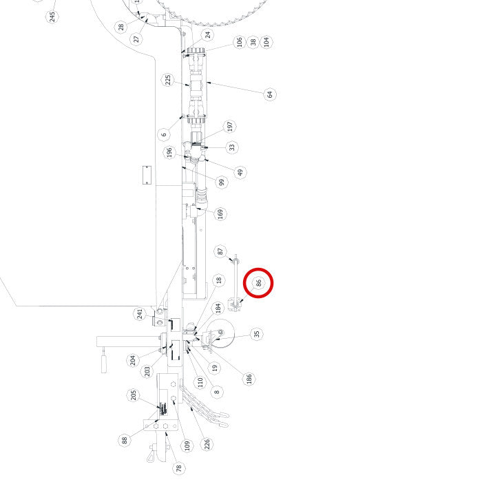 Spartan Tool 79900300 parts diagram, item 86 circled (Warrior Final Assembly - 799200T4)