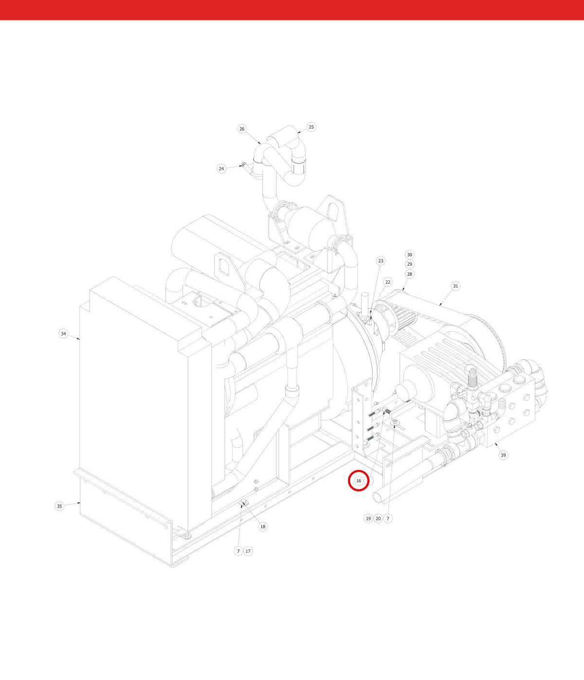Spartan Tool 79908500 parts diagram, item 16 circled (Power Pack Assembly - 79925000)