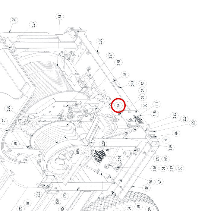 Spartan Tool 79909900 parts diagram, item 98 circled (Warrior Final Assembly - 799200T4)
