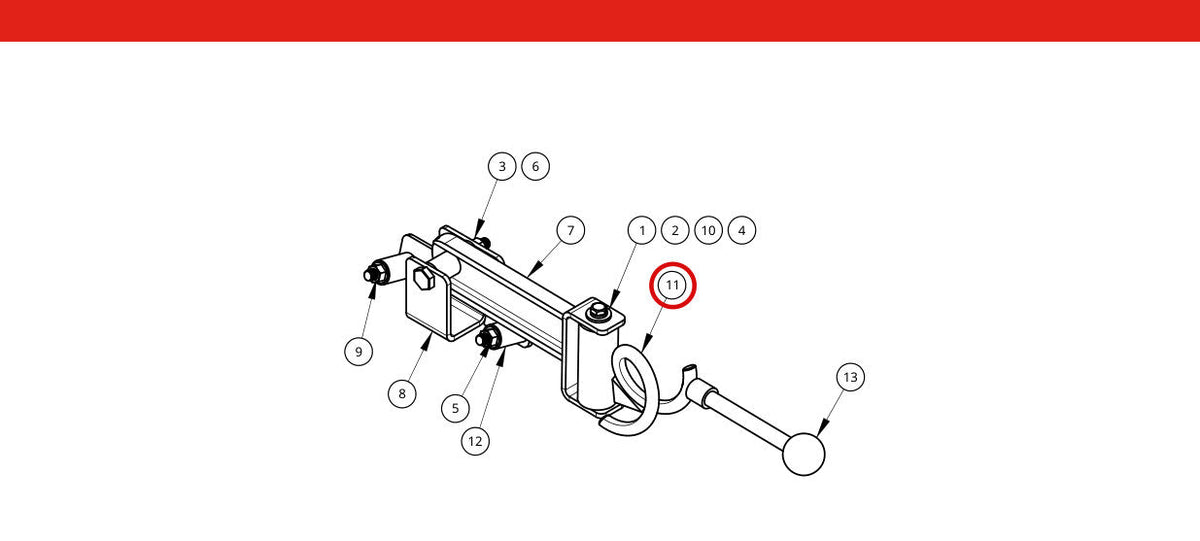 Spartan Tool 79911650 parts diagram, item 11 circled (Hose Guide Assembly - 75871500)