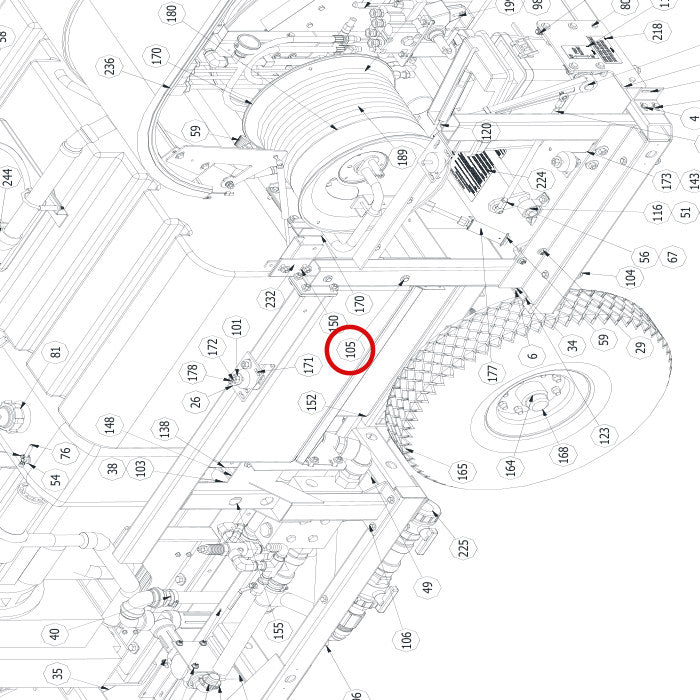Spartan Tool 79920152 parts diagram, item 105 circled (Warrior Final Assembly - 799200T4)