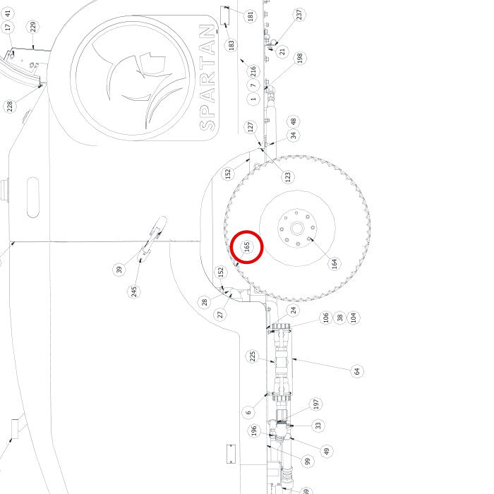 Spartan Tool 79936100 parts diagram, item 165 circled (Warrior Final Assembly - 799200T4)