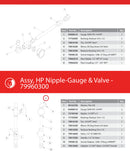 Spartan Tool 79948120 parts diagram, item 6 circled (Assy, HP Nipple/Gauge Warrior - 79962600)