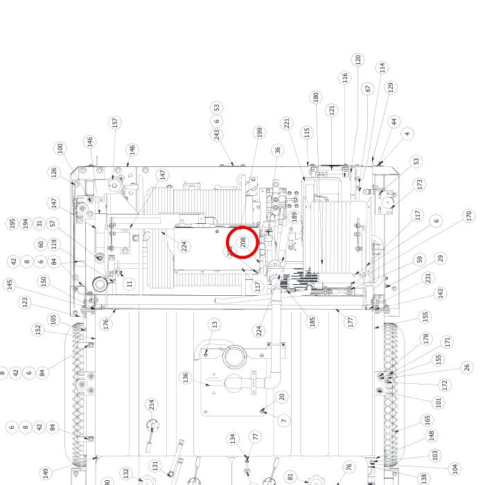 Spartan Tool 79953600 parts diagram, item 208 circled (Warrior Final Assembly - 799200T4)
