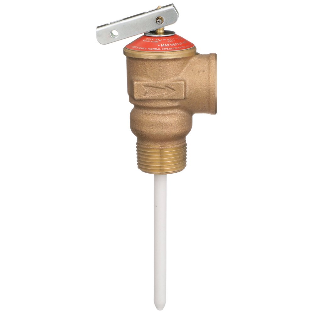 Zurn TP1100A-4C-175C 3/4" Temperature & Pressure Relief Valves with Manual Purge Lever and Optional Extended Body and Shank