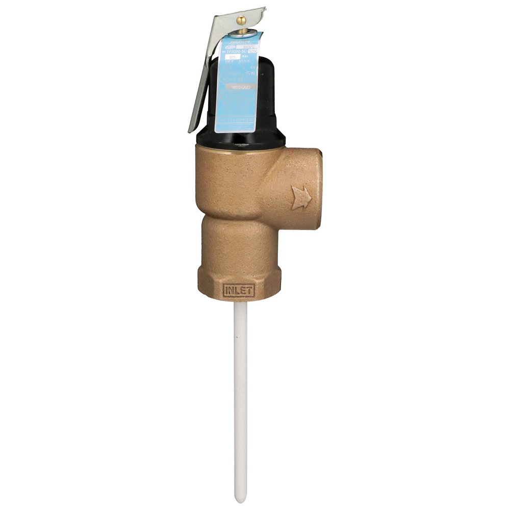 Zurn TP3000-5C-150C Temperature & Pressure Relief Valve with Manual Purge Lever, Non-Adjustable