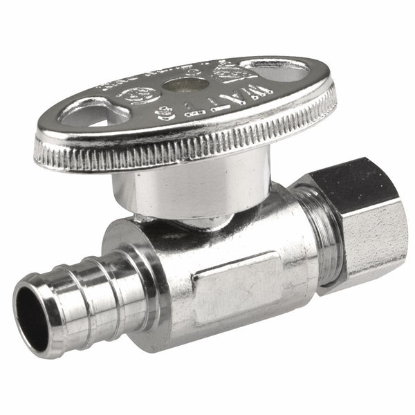 Watts LFWPSS-1PB 1/2" Crimp X 3/8" OD Chrome STR8 Stop Valve